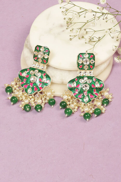 Green Alloy Earrings image number 0