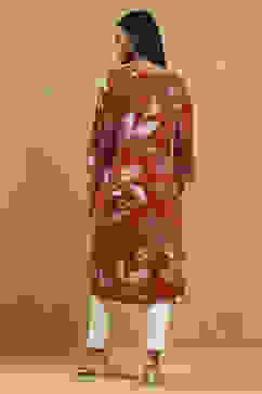 Red Viscose Rayon Printed Straight Kurta image number 3