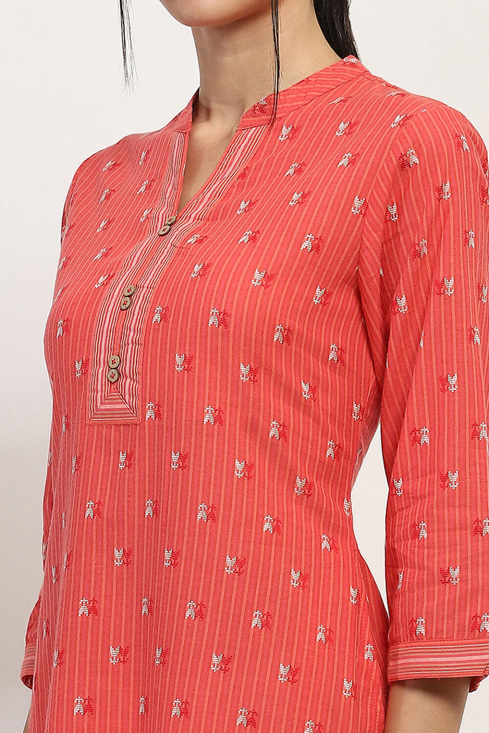 Coral Cotton Straight Kurta image number 1