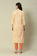 Yellow LIVA Straight Printed Kurta image number 4