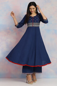 Indigo Viscose Rayon Kalidar Kurta image number 3