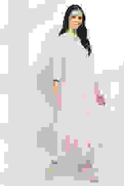 Pink Printed Kalidar Kurta image number 4