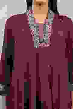 Purple Viscose Rayon Embroidered Kalidar Suit Set image number 1