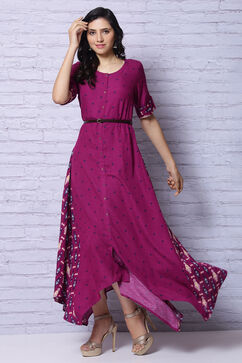 Phalsa Viscose Asymmetric Dress image number 3