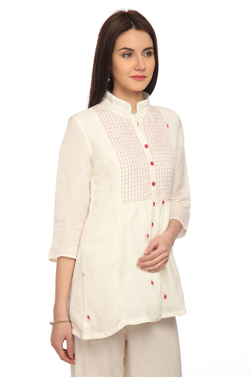 Ecru Flared Cotton Indie Top image number 2