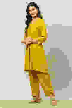 Yellow Printed Straight Co-ord Set image number 3