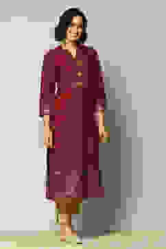 Red Rayon Printed Straight Kurta image number 4