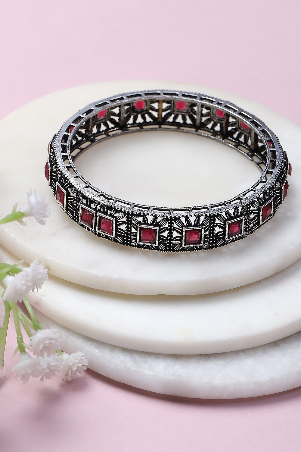 Oxidized Pink Alloy Bangles image number 2