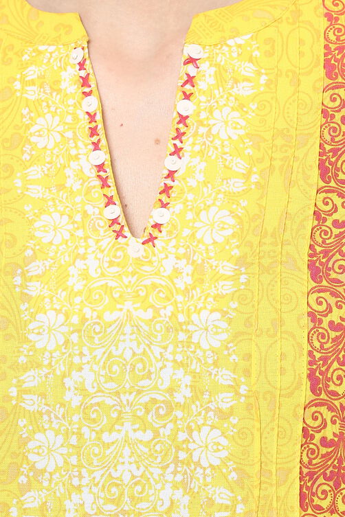 Yellow Straight Rayon Kurta image number 1