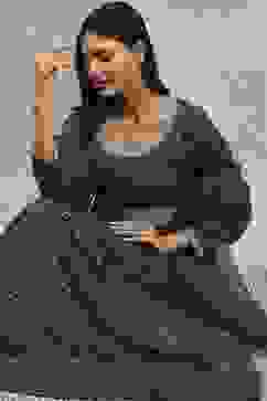 Green Viscose Rayon Printed Anarkali Dress image number 6