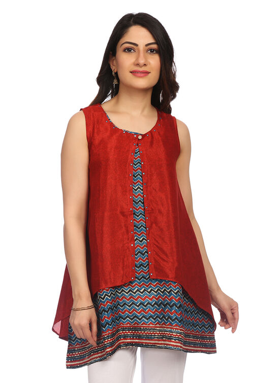 Rust Flared Viscose Indie Top image number 0