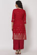 Maroon Polyster Matka Kurta image number 4