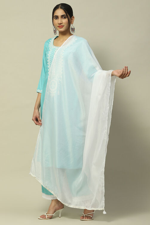 White Polyester Dupatta image number 0