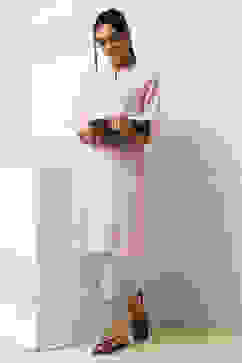 Pink Cotton Yarn-Dyed Straight Kurta image number 0