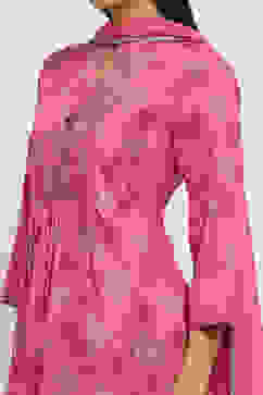 Onion Pink Viscose Blend Gathered Printed Kurta Salwar Suit Set image number 1