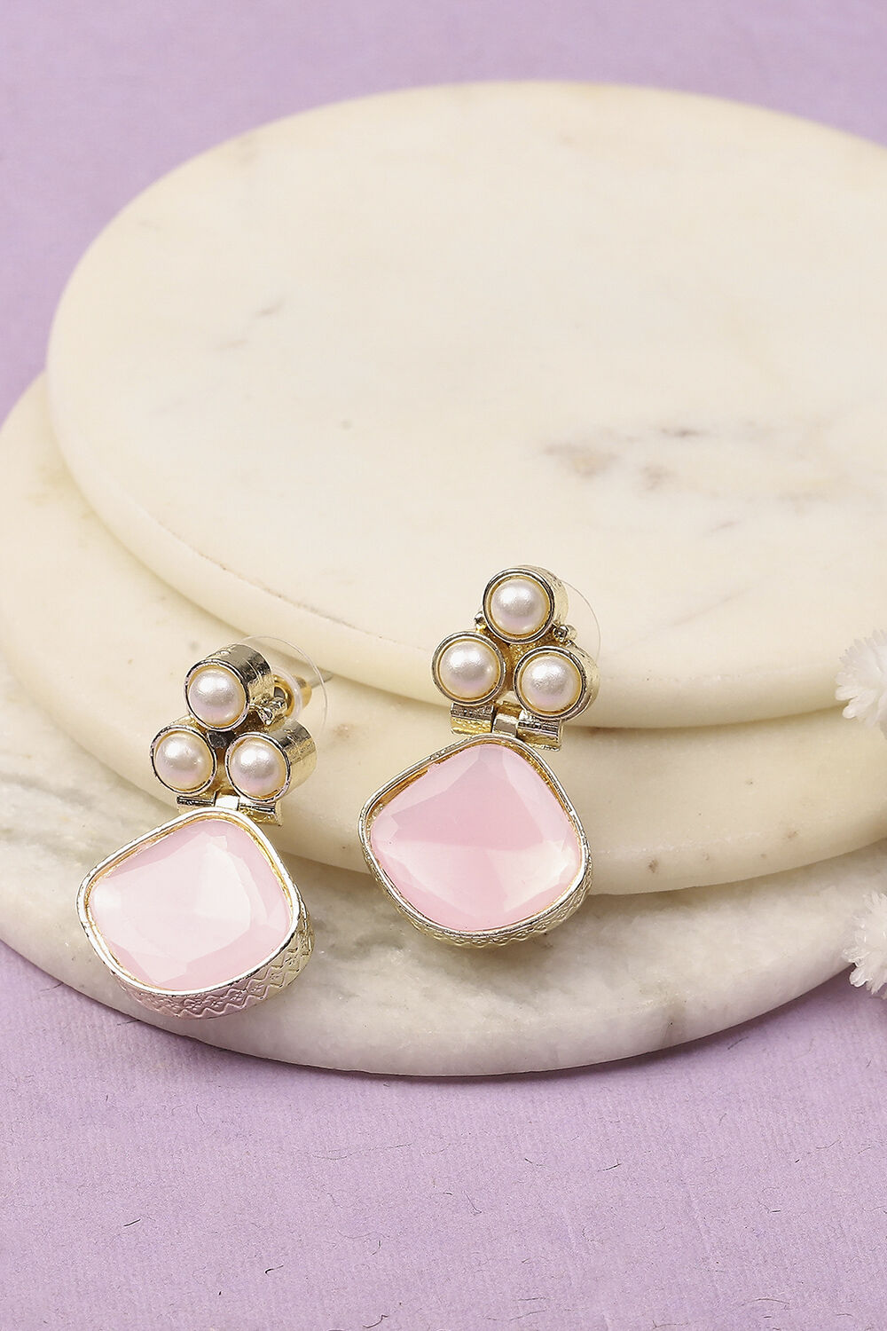 Light Pink Oxidised Alloy Earrings image number 0