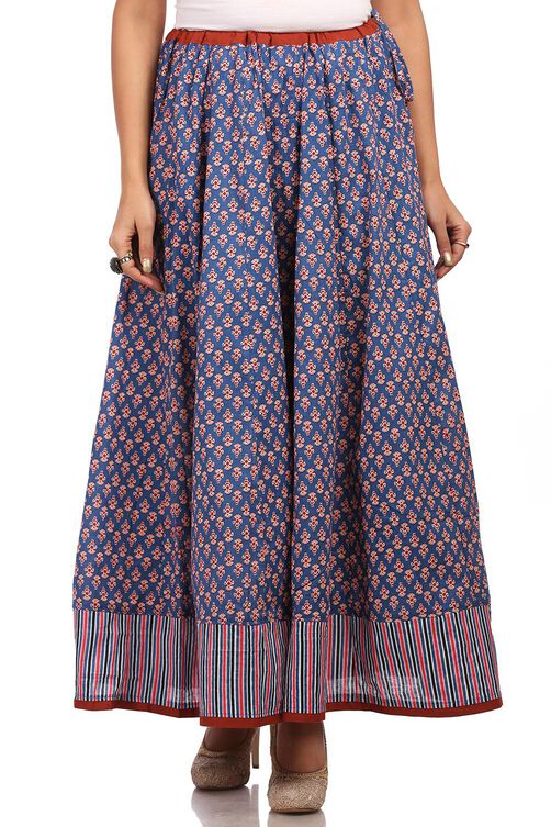 Indigo Flared Cotton Skirt image number 1