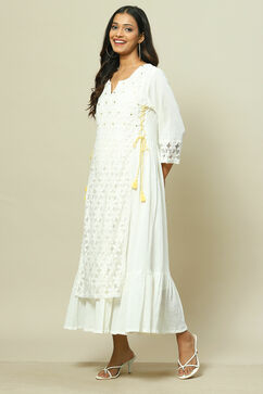 White Cotton Tiered Dress image number 2