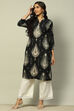Black Printed Straight Kurta image number 0