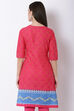 Pink Cotton Straight Kurta image number 4