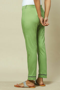 Lime Green Cotton Blend Slim Pant image number 4