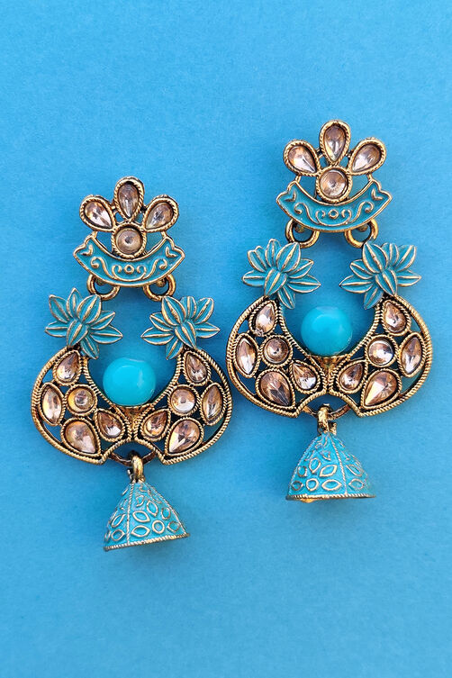 Aqua Metal Brass Earring image number 0