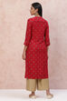 Red Polyester Viscose Straight Kurta image number 4