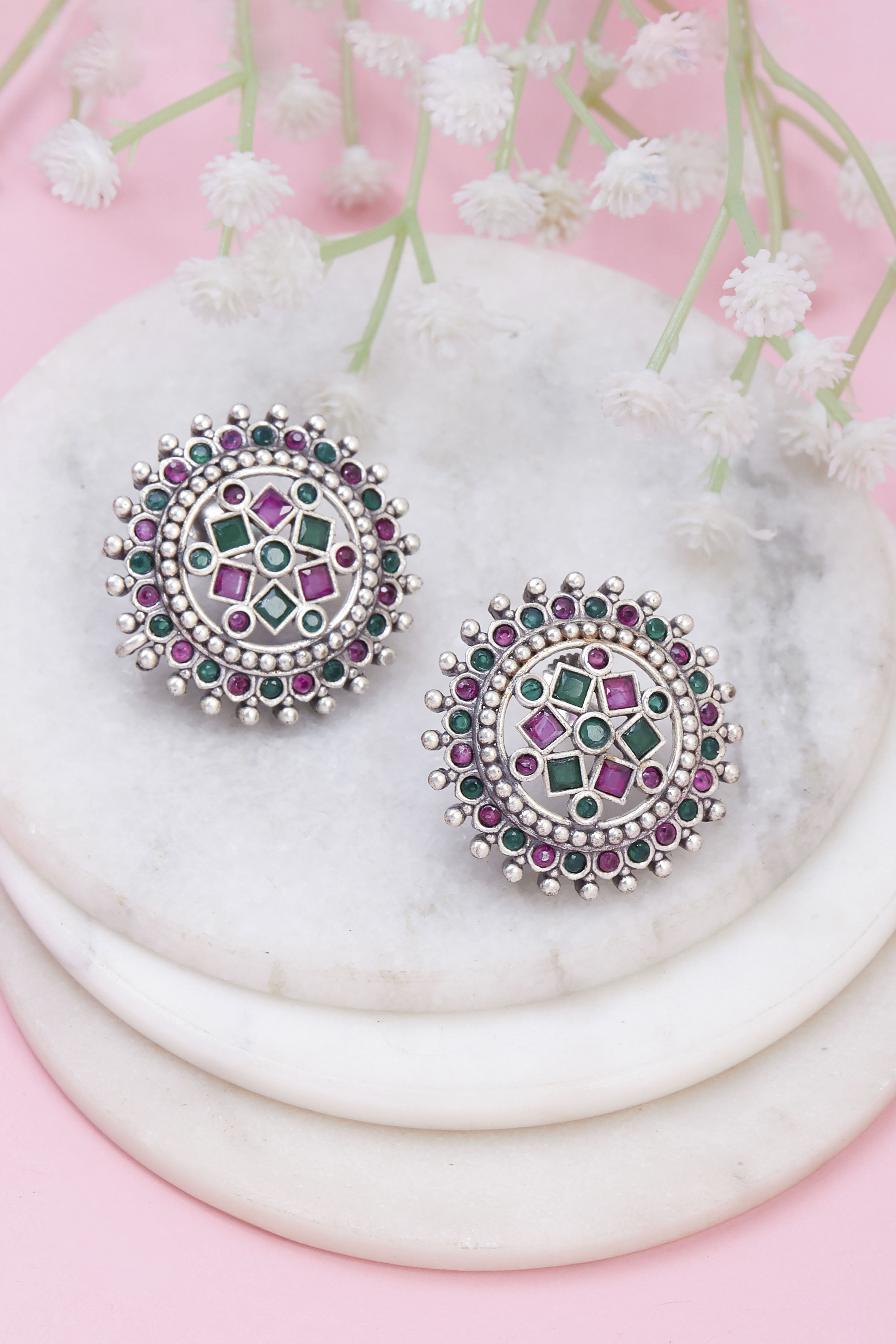 Green Pink Brass Studs image number 0