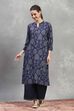Blue Viscose Rayon Printed Straight Kurta image number 0