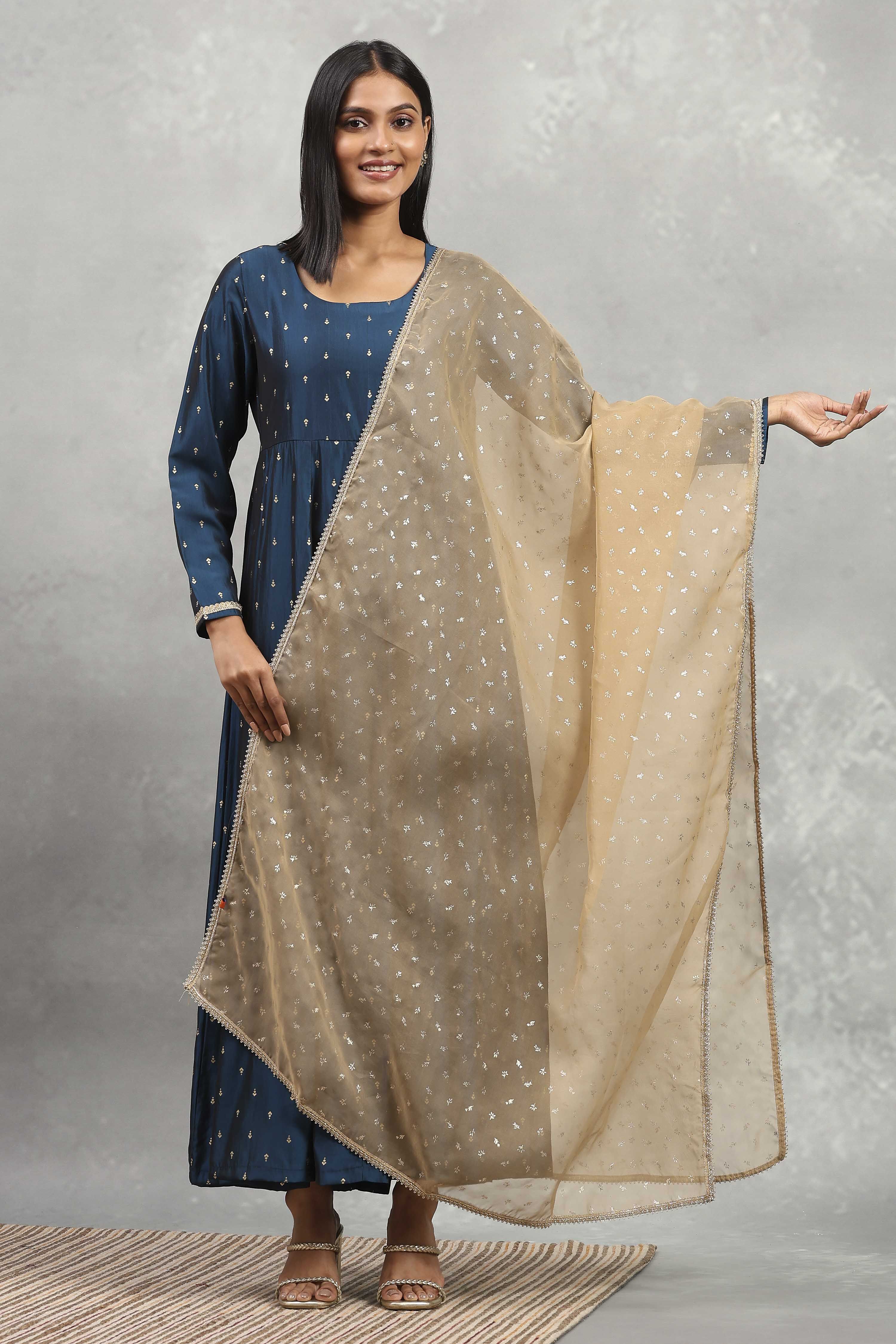 Gold Polyester Printed Dupatta image number 0