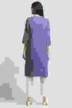 Blue Cotton Solid Straight Kurta image number 3