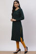 Teal Green Acrylic Straight Kurta image number 3