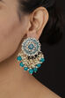 Dark Blue Metal Brass Earrings image number 1
