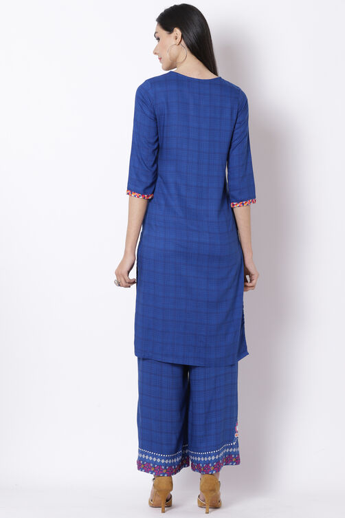 Blue Viscose Straight Kurta image number 5