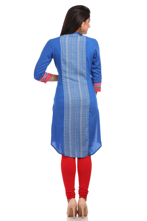 Blue Straight Cotton Kurta image number 1