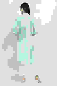 Teal Modal Blend Striped Straight Kurta image number 3