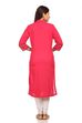 Pink Straight Cotton Kurta image number 3