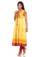 Yellow Flared Cotton Kurta image number 3