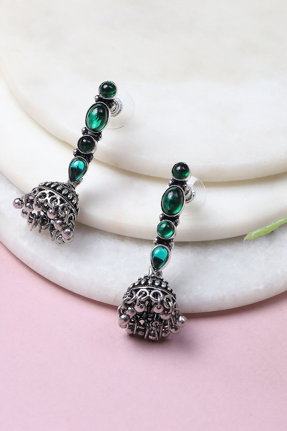 Green Alloy Jhumkas image number 0
