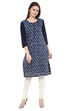 Indigo Straight Poly Chanderi Kurta image number 0