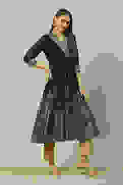 Green Polyester Kalidar Printed Dress image number 4