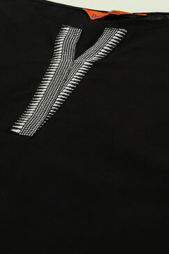 Black Cotton Staight Kurta image number 1