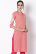 Coral Cotton Straight Kurta image number 4