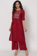 Wine Viscose Straight Kurta image number 0