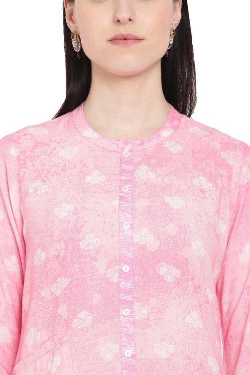 Pink Viscose Asymmetric Kurta image number 1
