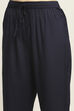 Navy Viscose Rayon Printed Gathered Suit Set image number 2