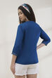 Blue Viscose Rayon Straight Solid Top image number 4