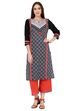 Black Straight Cotton Kurta image number 0
