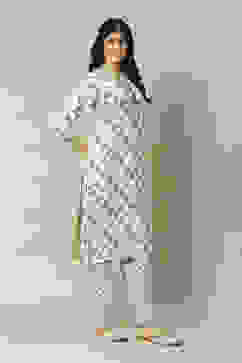 Ecru LIVA Straight Printed Kurta Palazzo Suit Set image number 5