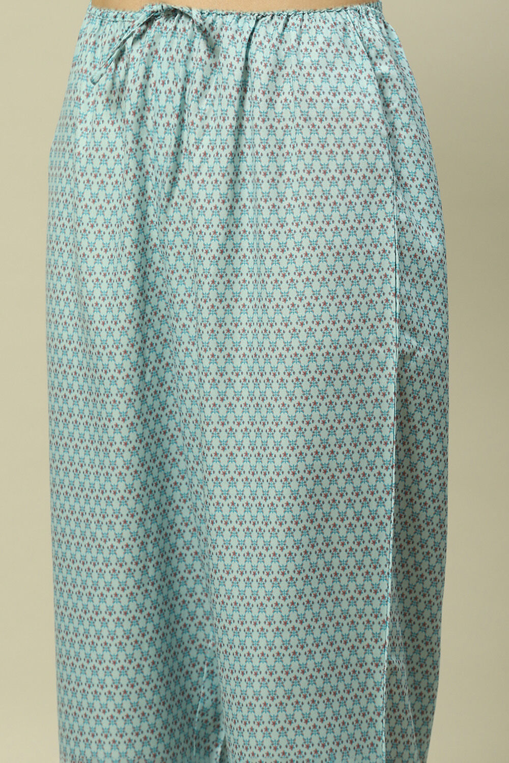 Aqua Blue Viscose Straight Printed Kurta Palazzo Suit Set image number 2